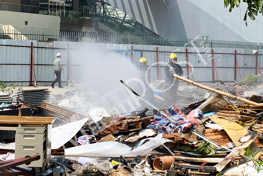 Firemen check fire at Athletes Training Centre