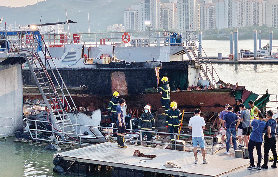 Derelict vessel berthed off Coloane catches fire: firefighters