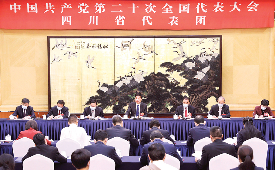 Li Zhanshu joins discussion with delegates to 20th CPC National Congress