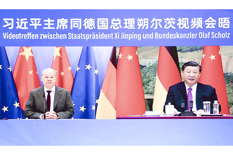 Xi meets Scholz via video link