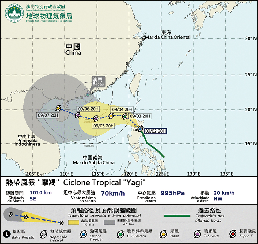 No.1 stand-by signal may be hoisted today as ‘Yagi’ approaches Macau: SMG