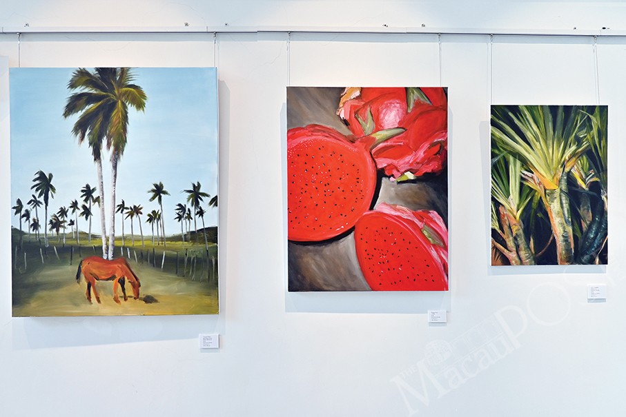 Crystal Chan displays 17 acrylics  at ‘Subtropical Romance’