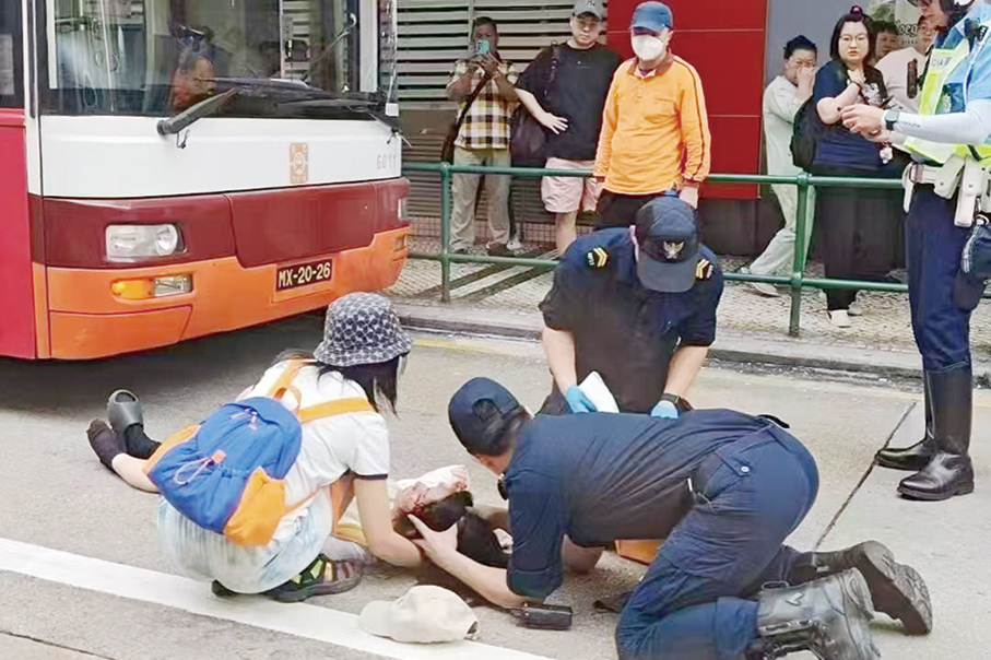 Police fine jaywalker hit by bus 