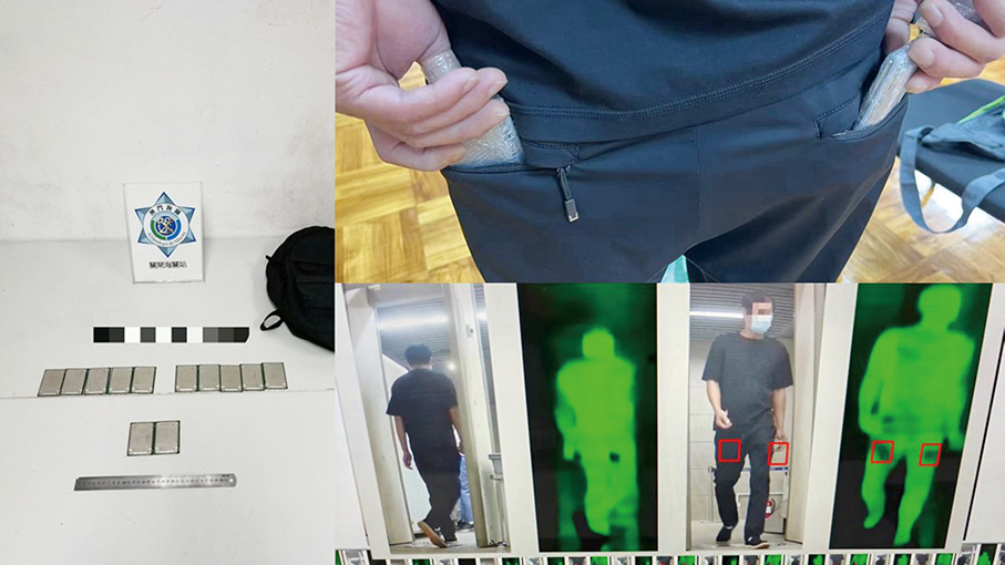 Gongbei Customs busts 2 local men smuggling 8 used smartphones in their shoes