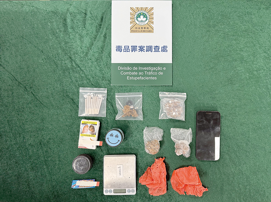 Macau police nab local man for taking drugs, possessing drug paraphernalia