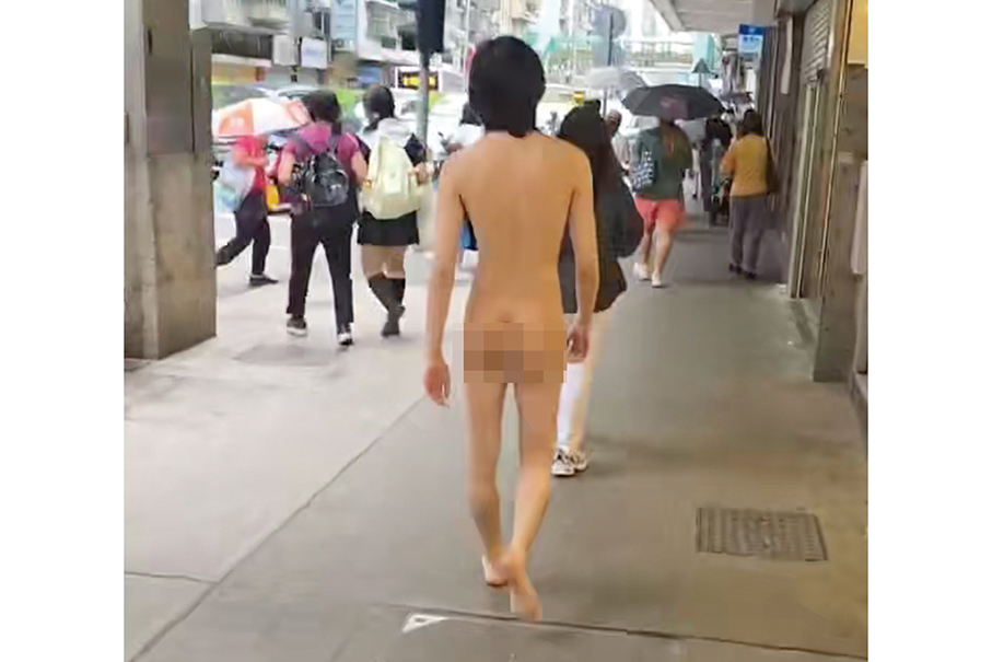 Police take naked pedestrian to hospital for checkup