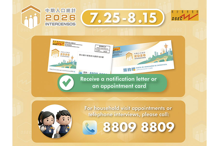 Macau's 2026 Population By-Census to end Saturday